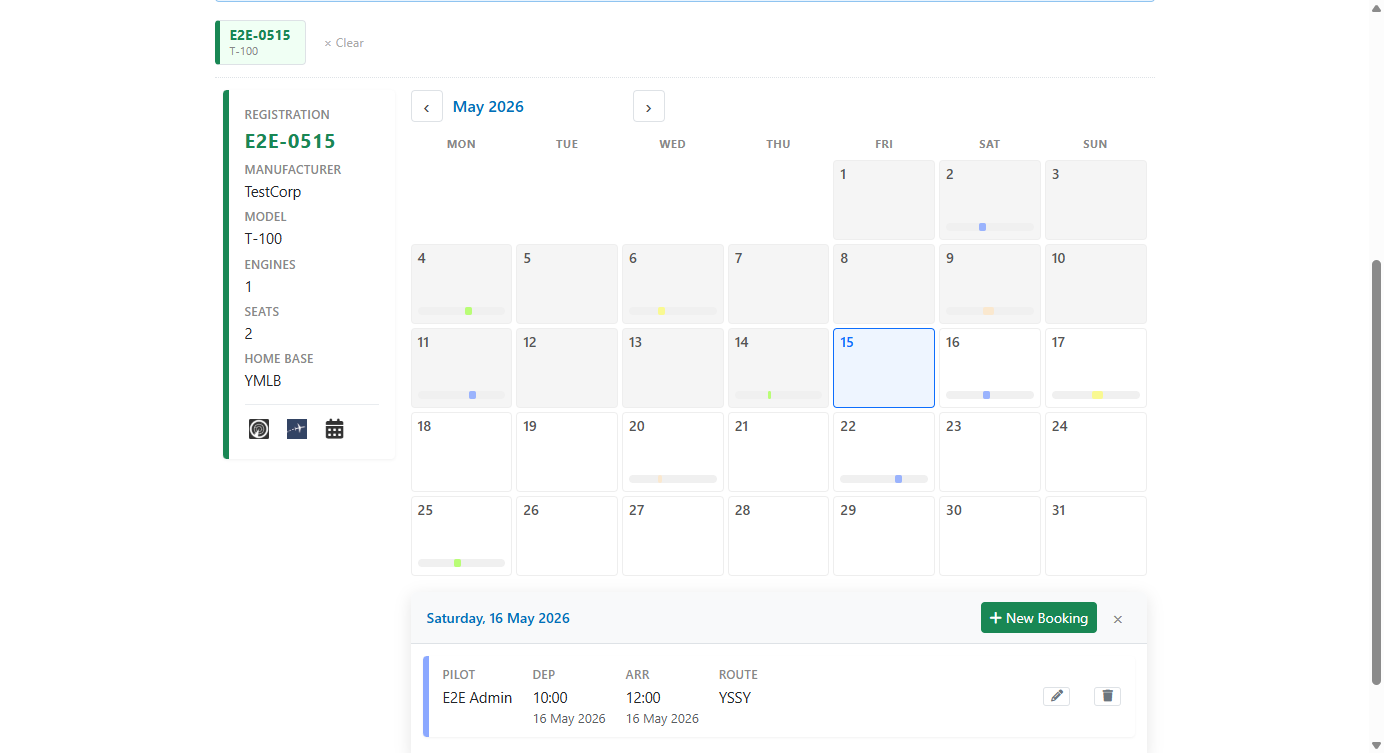 Day booking panel