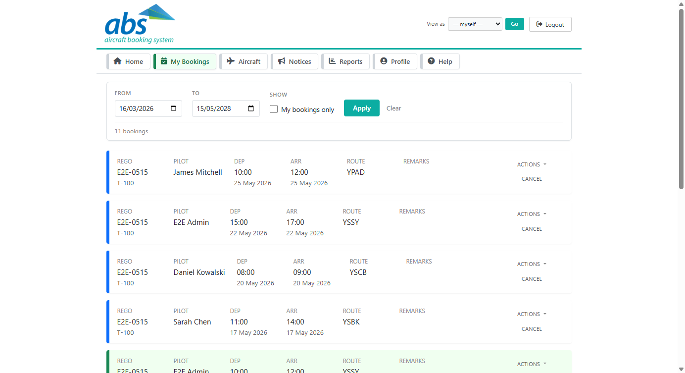 My bookings
